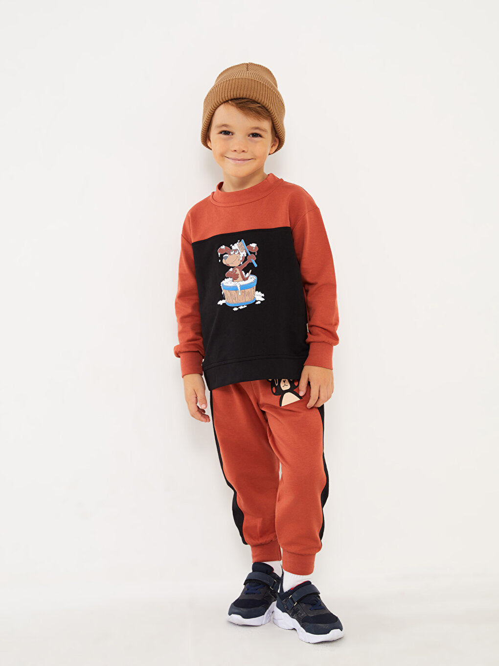 Printed Baby Boy Tracksuit Bottom with Elastic Waist, 2-pack