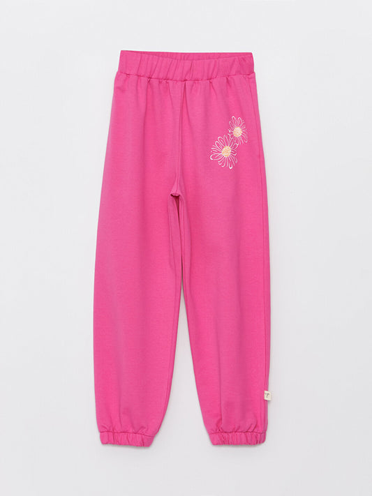 Printed Girls' Sweatpants with Elastic Waist