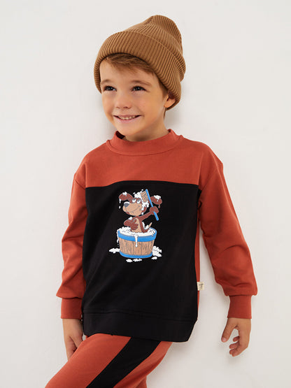 Crew Neck Printed Long Sleeve Baby Boy Sweatshirt