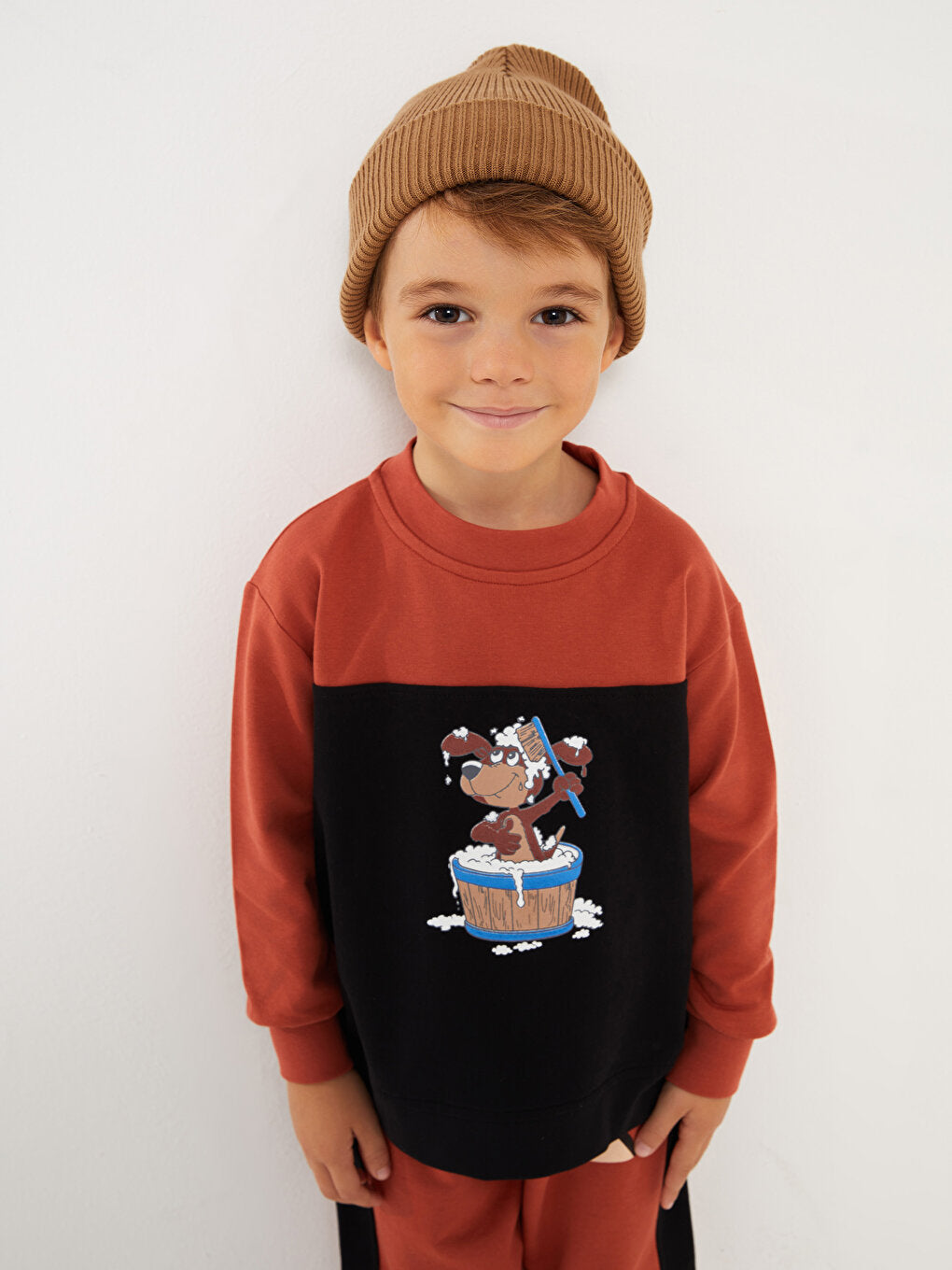 Crew Neck Printed Long Sleeve Baby Boy Sweatshirt