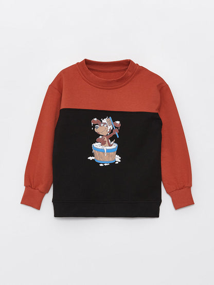 Crew Neck Printed Long Sleeve Baby Boy Sweatshirt