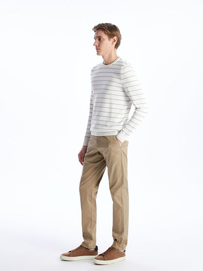 Crew Neck Striped Long Sleeve Men's Knitwear Sweater