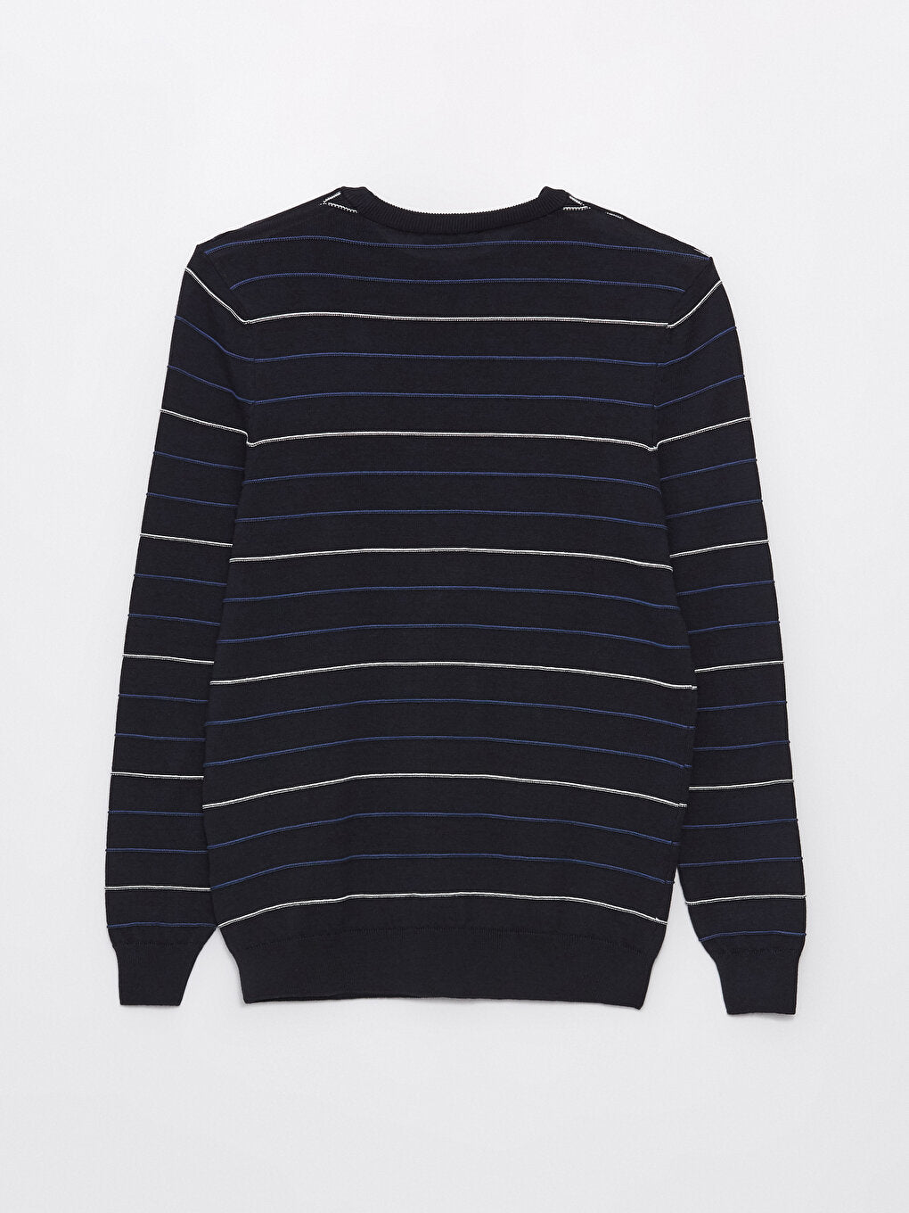 Crew Neck Striped Long Sleeve Men's Knitwear Sweater