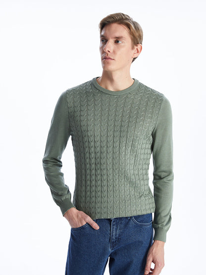 Crew Neck Long Sleeve Men's Knitwear Sweater