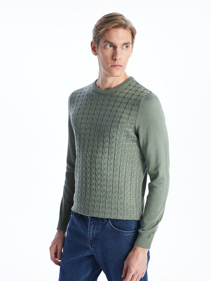 Crew Neck Long Sleeve Men's Knitwear Sweater