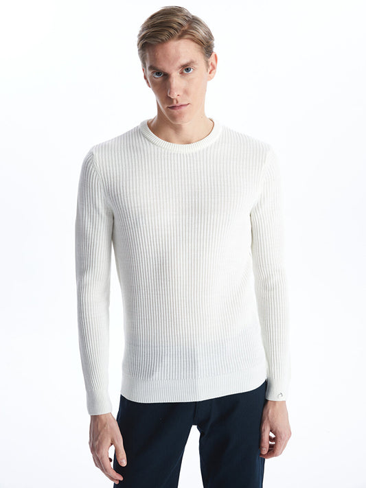 Crew Neck Long Sleeve Men's Knitwear Sweater