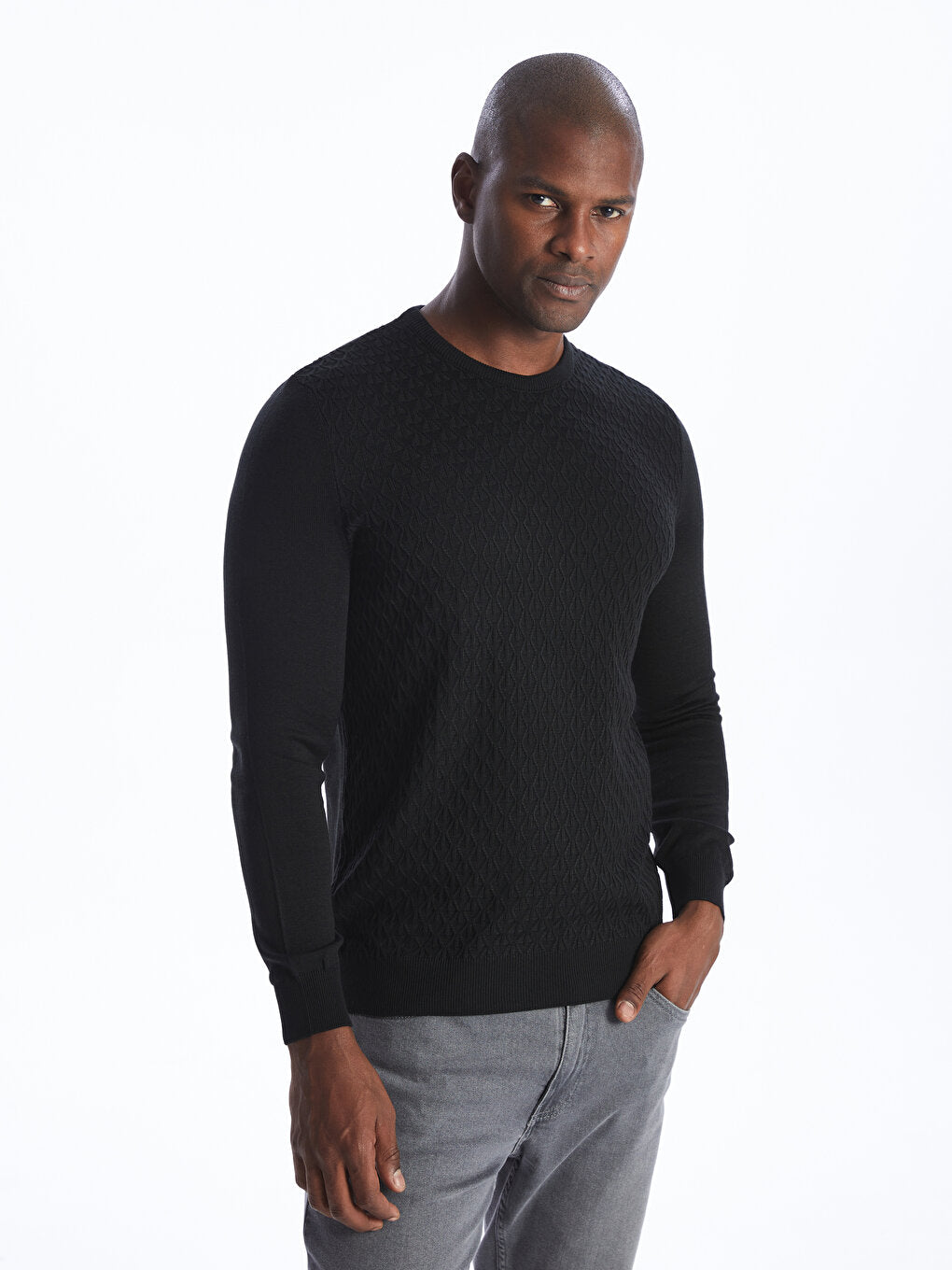 Crew Neck Long Sleeve Men's Knitwear Sweater