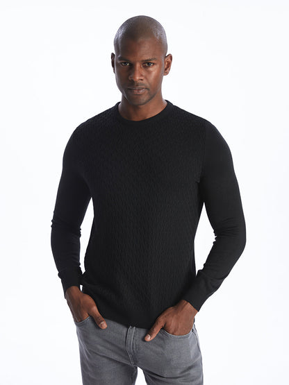 Crew Neck Long Sleeve Men's Knitwear Sweater