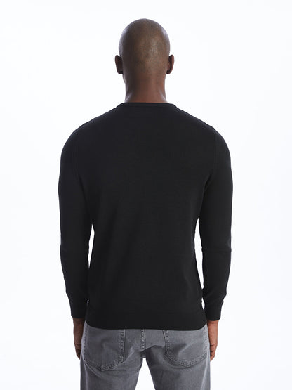 Crew Neck Long Sleeve Men's Knitwear Sweater