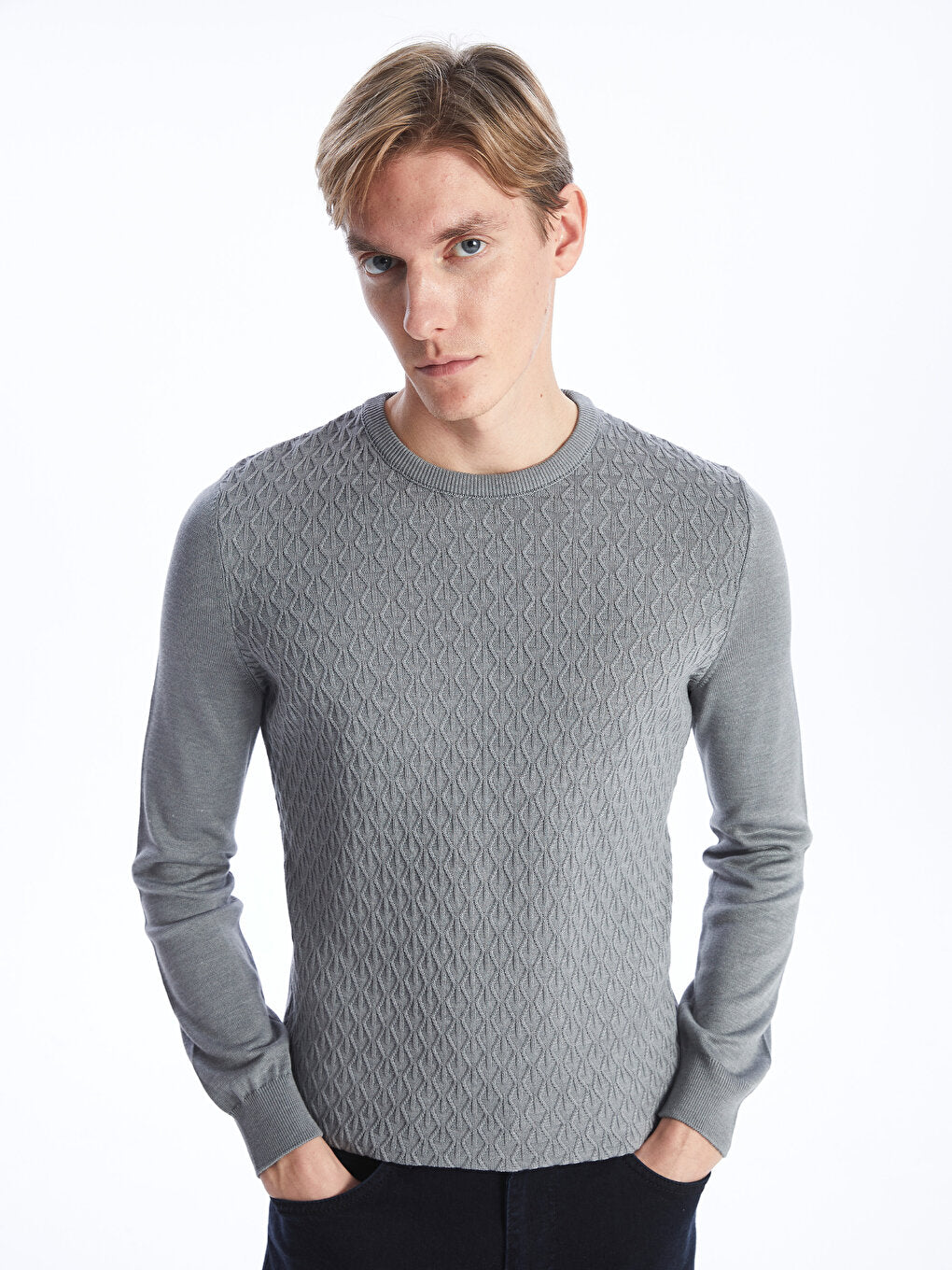 Crew Neck Long Sleeve Men's Knitwear Sweater