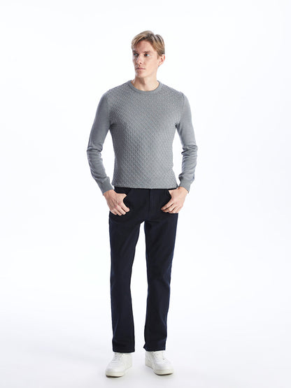 Crew Neck Long Sleeve Men's Knitwear Sweater