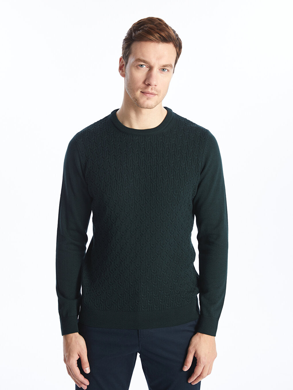 Crew Neck Long Sleeve Men's Knitwear Sweater