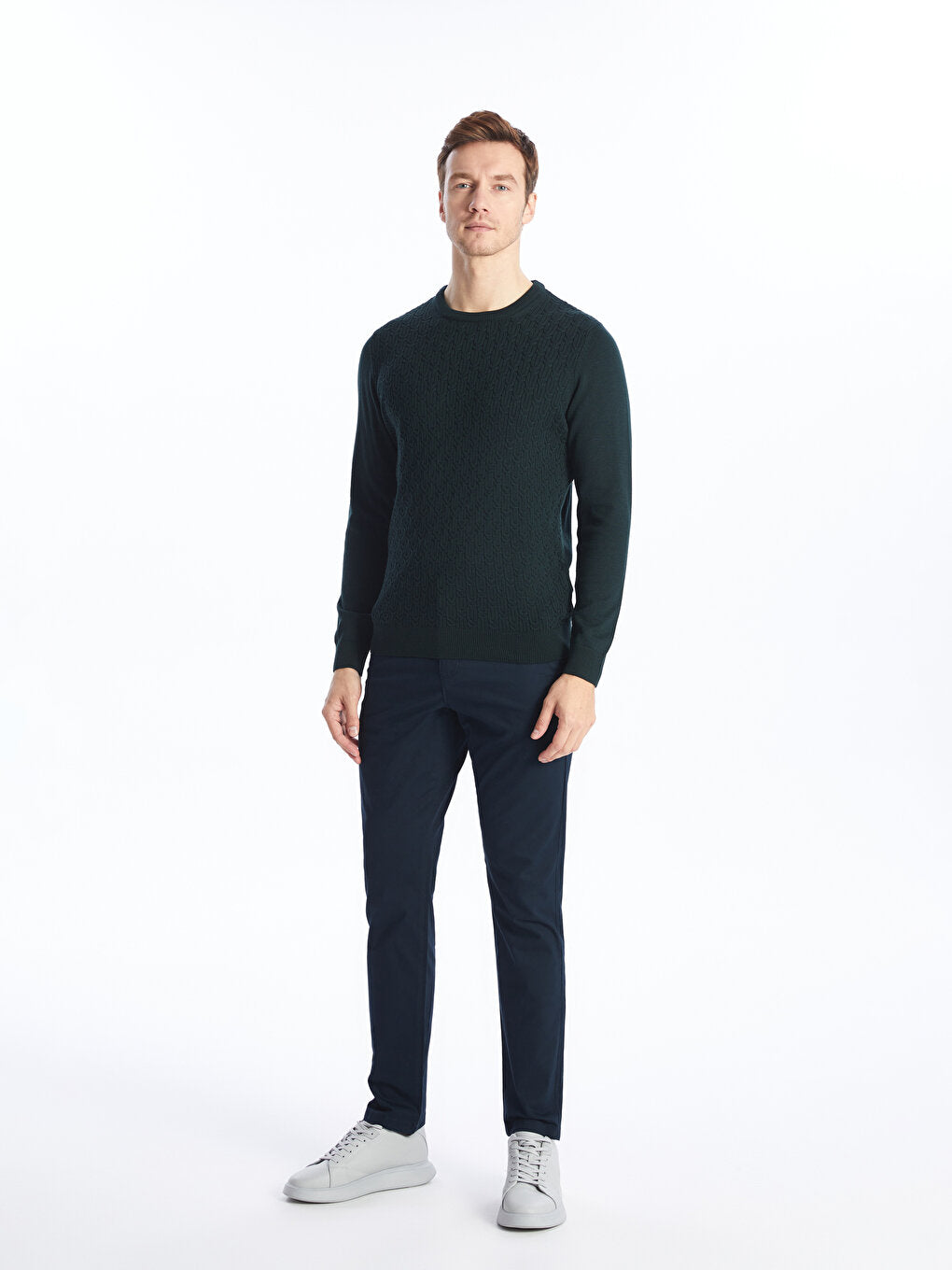 Crew Neck Long Sleeve Men's Knitwear Sweater