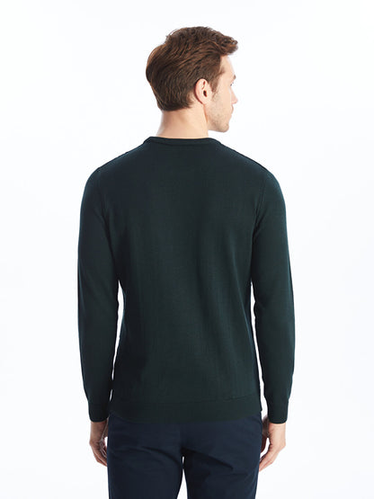 Crew Neck Long Sleeve Men's Knitwear Sweater