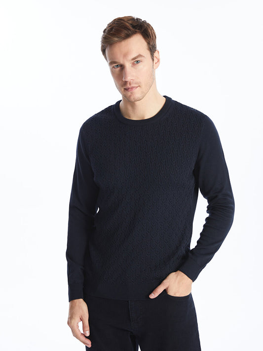 Crew Neck Long Sleeve Men's Knitwear Sweater