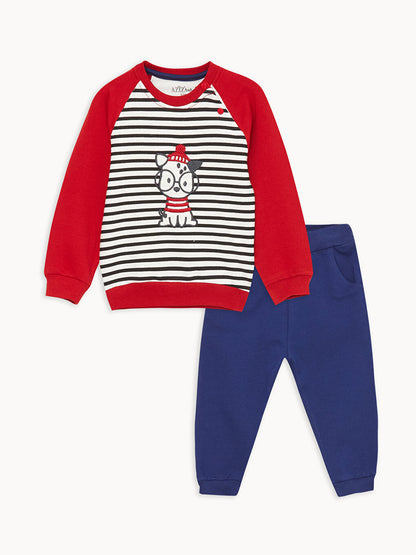 Crew Neck Printed Baby Boy 2-Piece Set