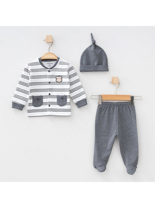 Crew Neck Long Sleeve Baby Boy 3 Piece Set