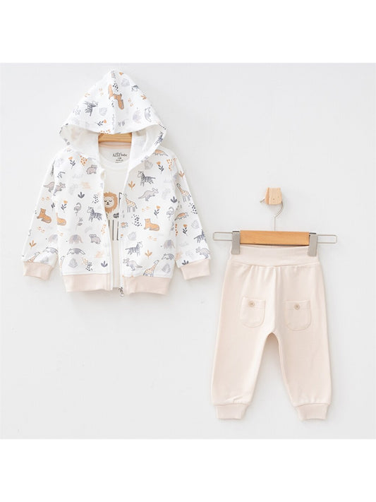 Printed Long Sleeve Baby Boy 3 Piece Set