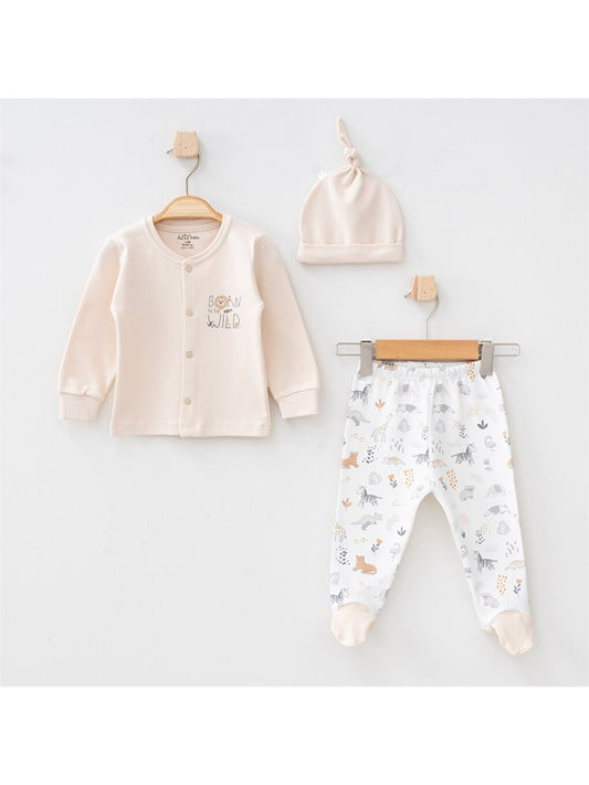 Crew Neck Long Sleeve Printed Baby Boy 3-Piece Set