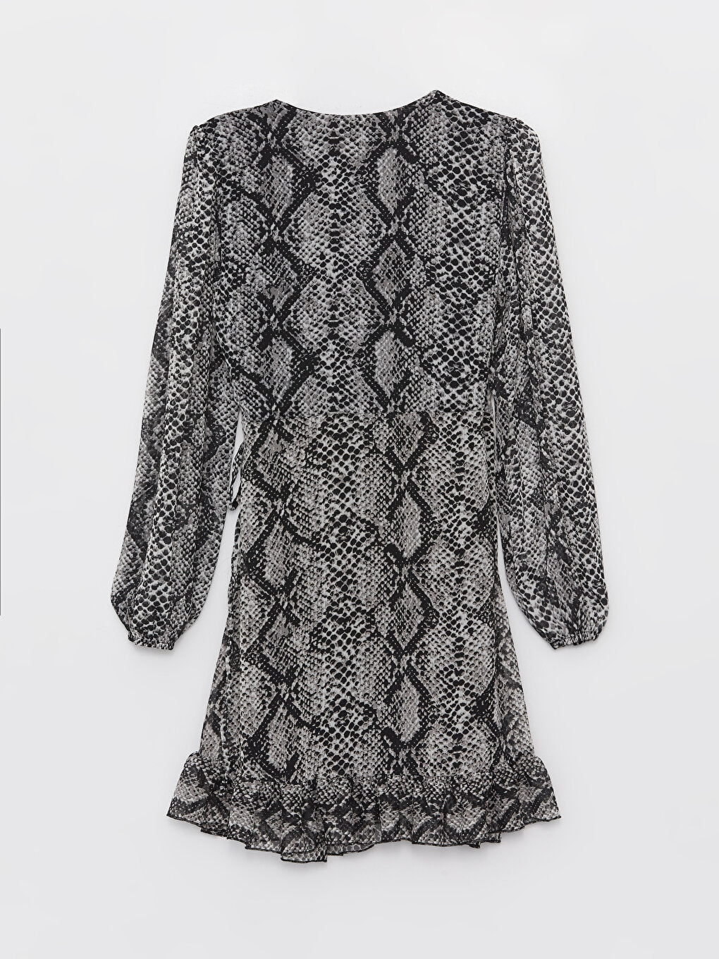 V-Neck Patterned Long Sleeve Women's Dress