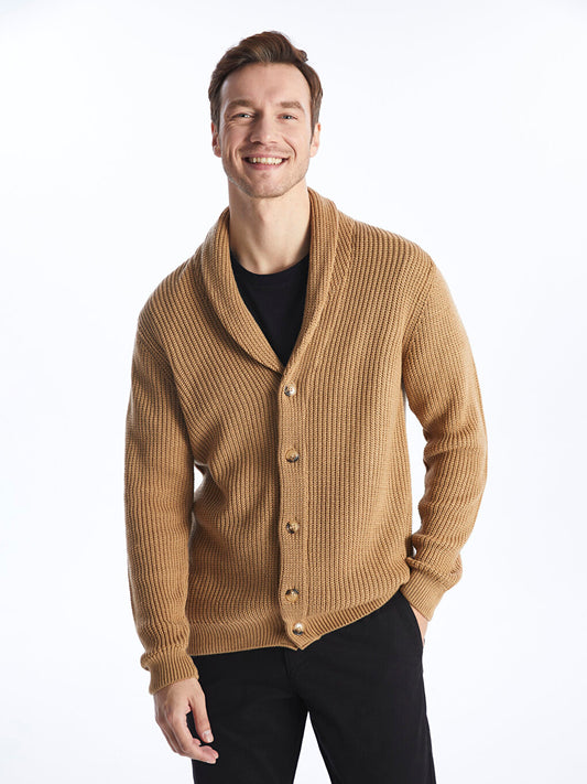 Standard Pattern Shawl Collar Men's Knitwear Cardigan