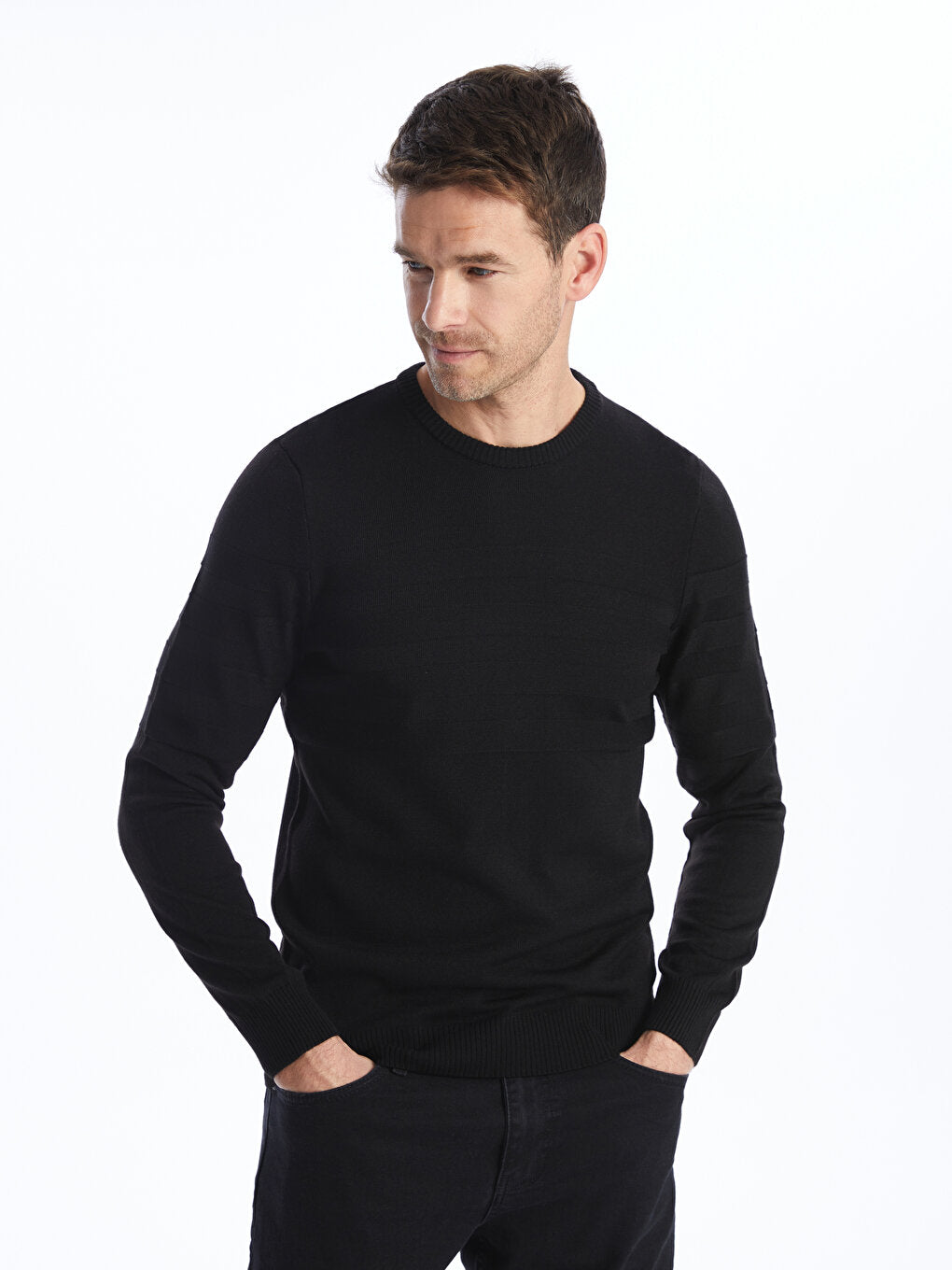 Crew Neck Long Sleeve Men's Knitwear Sweater