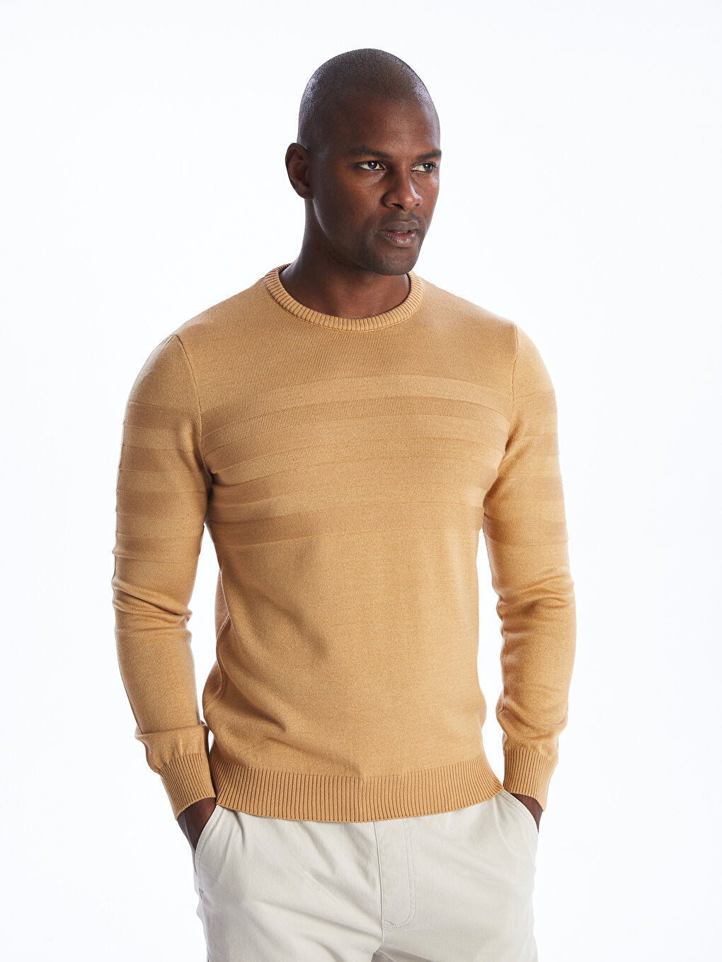 Crew Neck Long Sleeve Men's Knitwear Sweater