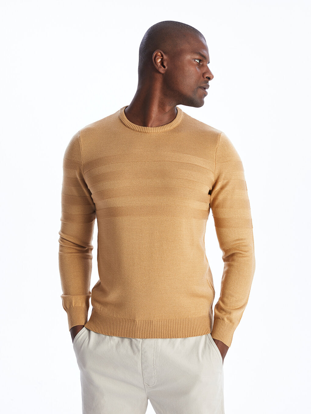 Crew Neck Long Sleeve Men's Knitwear Sweater