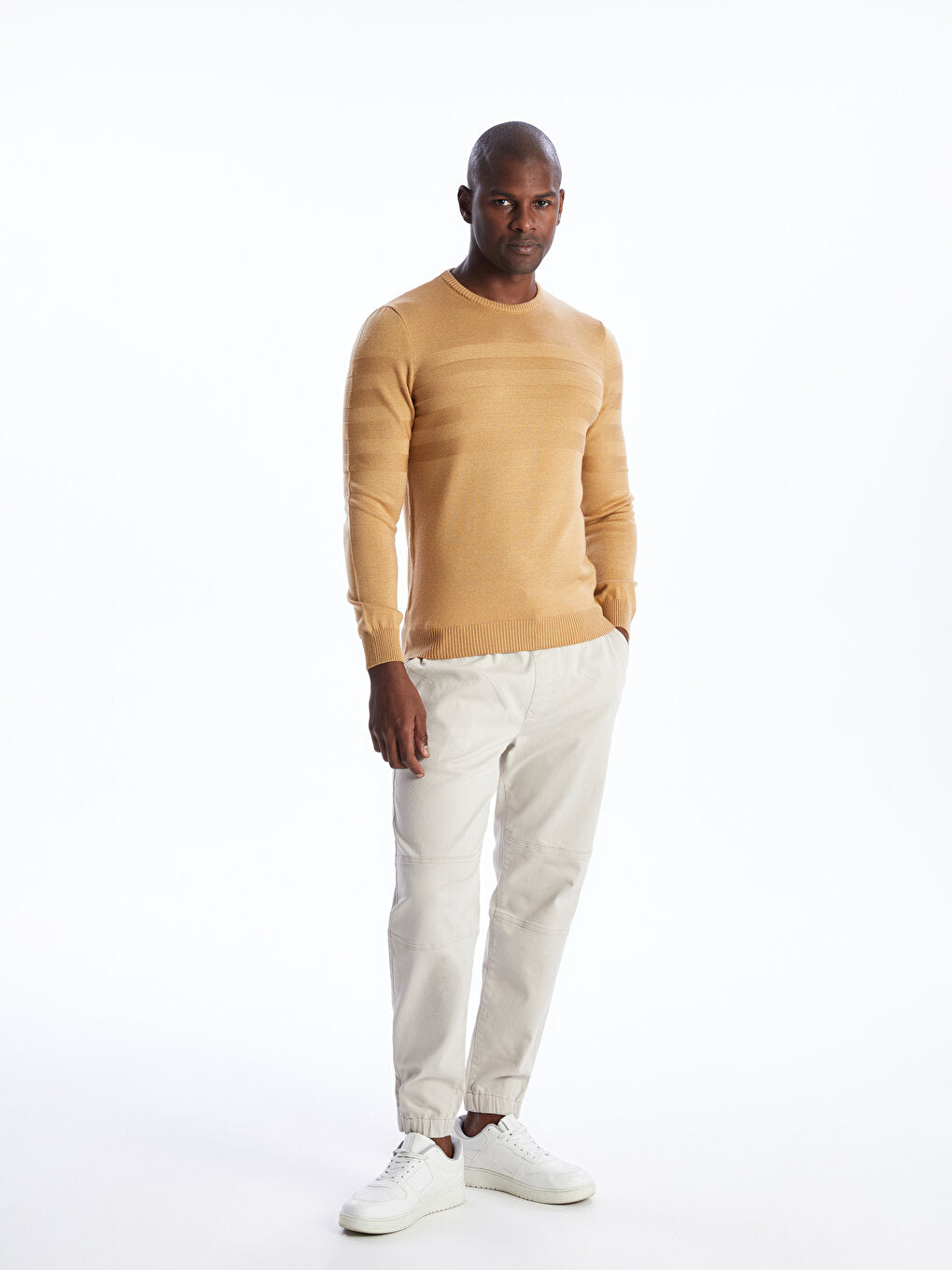 Crew Neck Long Sleeve Men's Knitwear Sweater