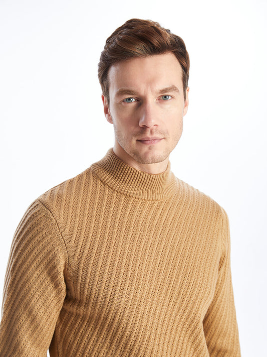 Half Turtleneck Short Sleeve Men's Knitwear Sweater