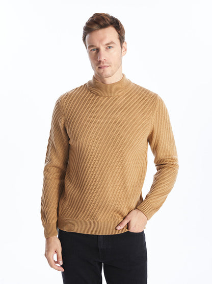 Half Turtleneck Short Sleeve Men's Knitwear Sweater