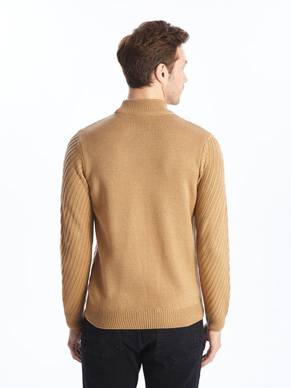 Half Turtleneck Short Sleeve Men's Knitwear Sweater