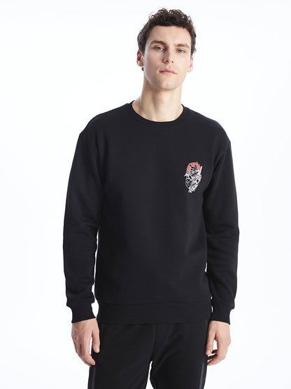 Crew Neck Long Sleeve Printed Men's Sweatshirt