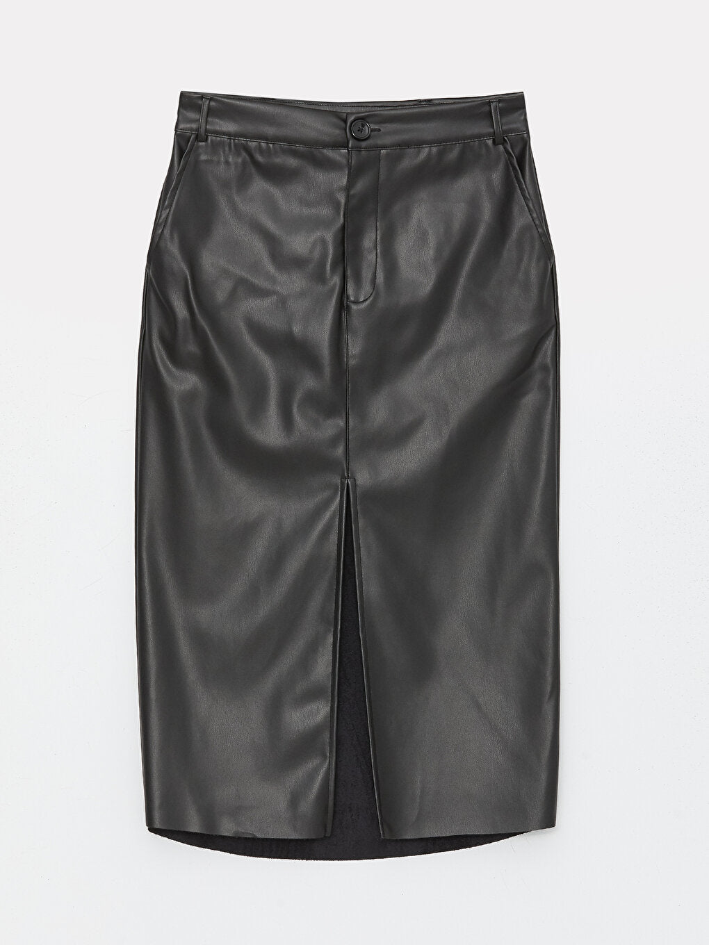 Tight Fit Straight Leather Look Women's Skirt