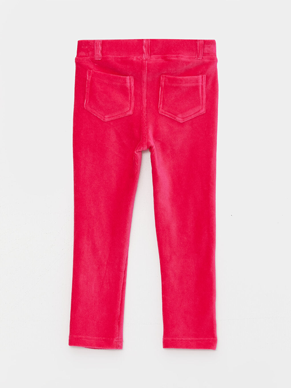 Basic Velvet Girls' Trousers with Elastic Waist