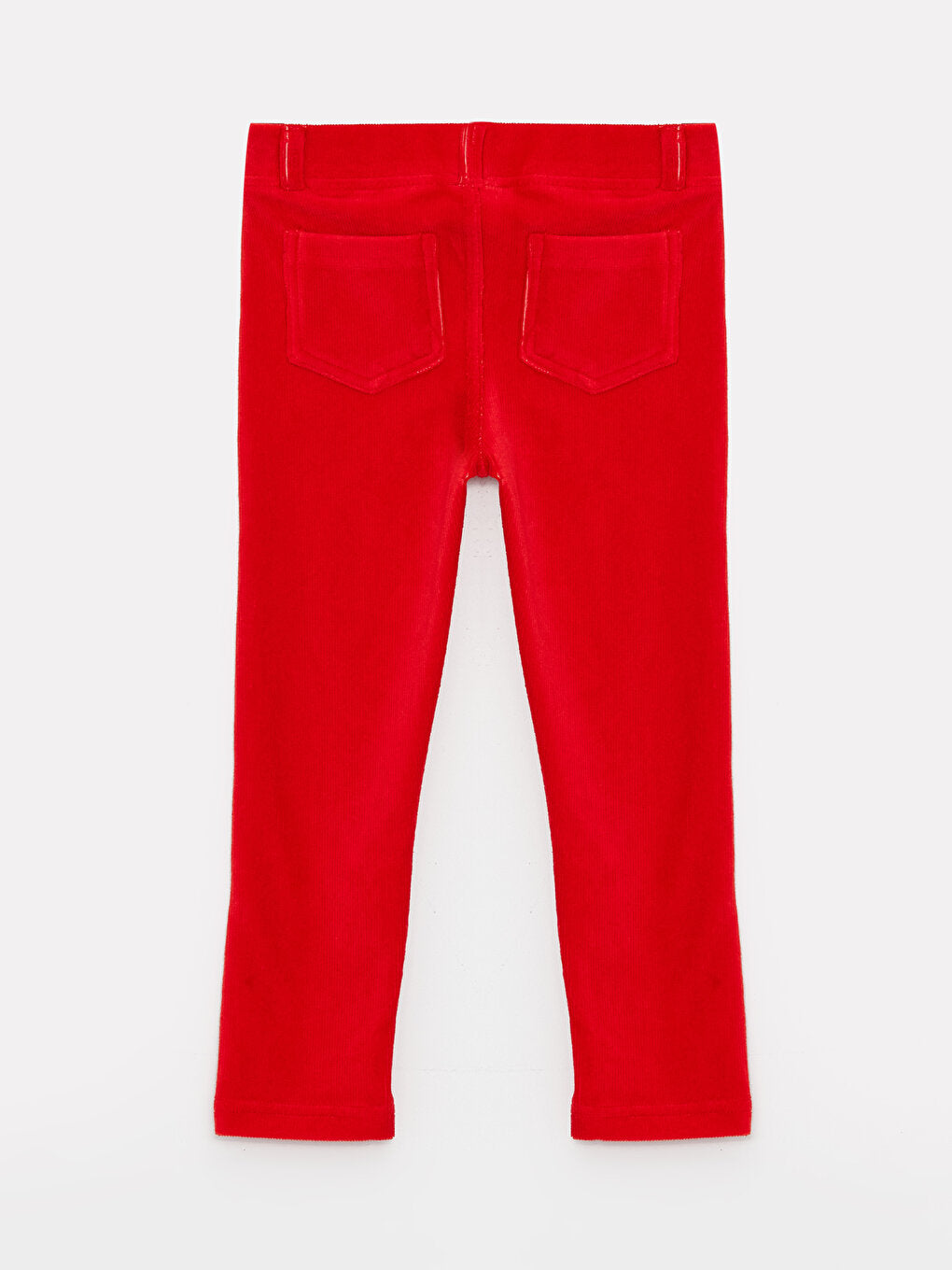 Basic Velvet Girls' Trousers with Elastic Waist