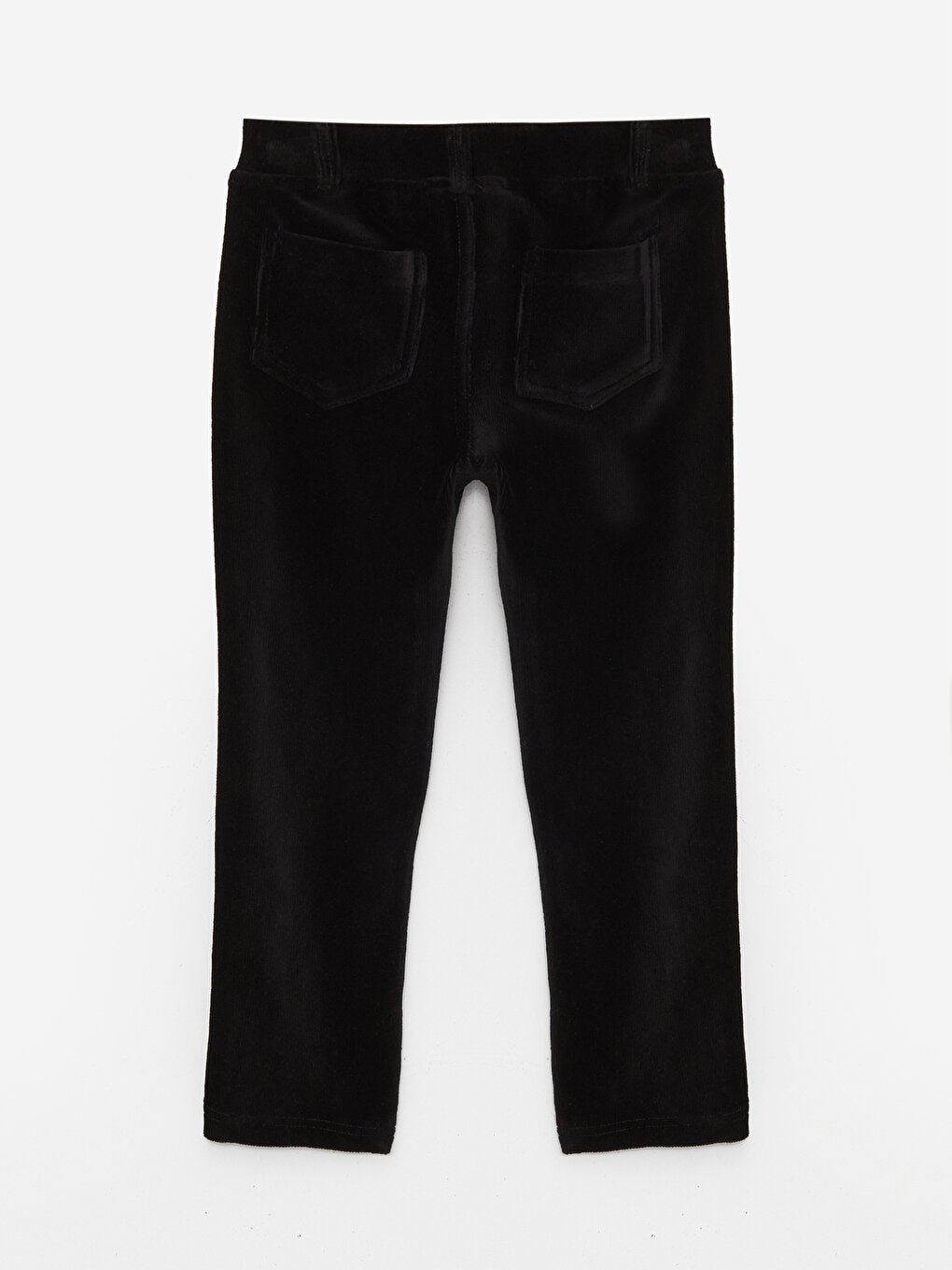 Basic Velvet Girls' Trousers with Elastic Waist