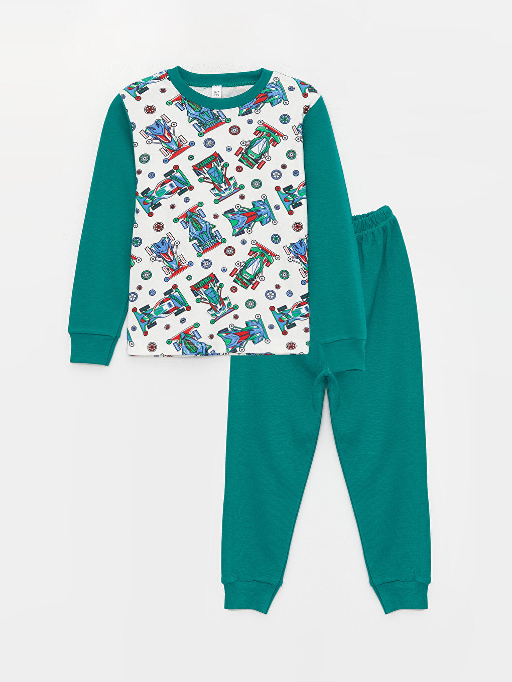 Crew Neck Printed Long Sleeve Boys' Pajama Set