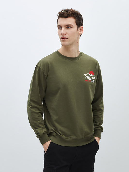 Crew Neck Long Sleeve Printed Men's Sweatshirt