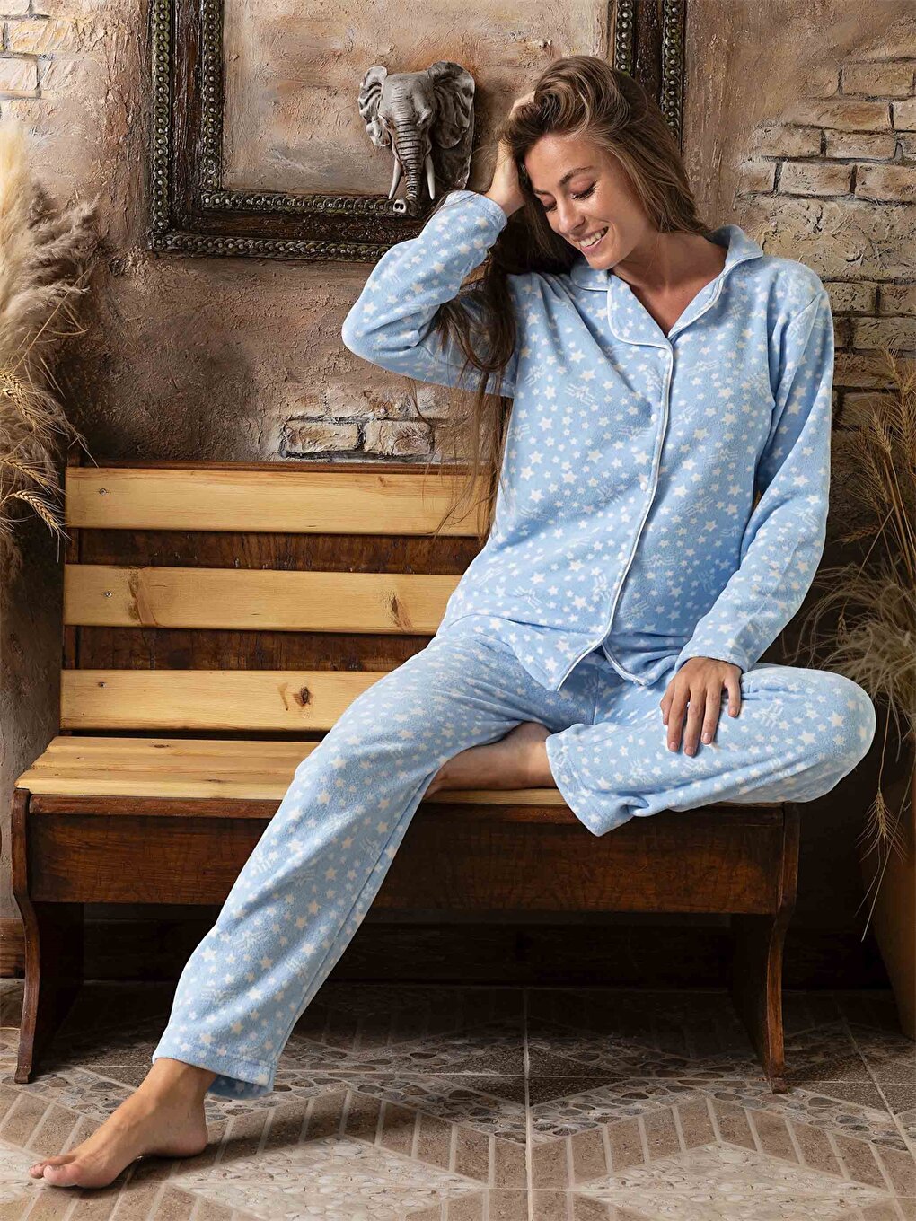 Shirt Collar Women's Pajama Set