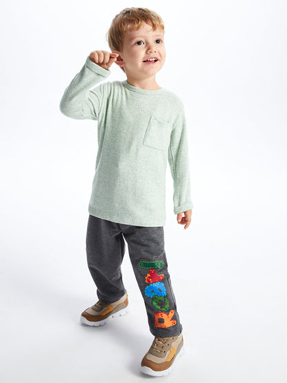 Printed Baby Boy Tracksuit Bottom with Elastic Waist