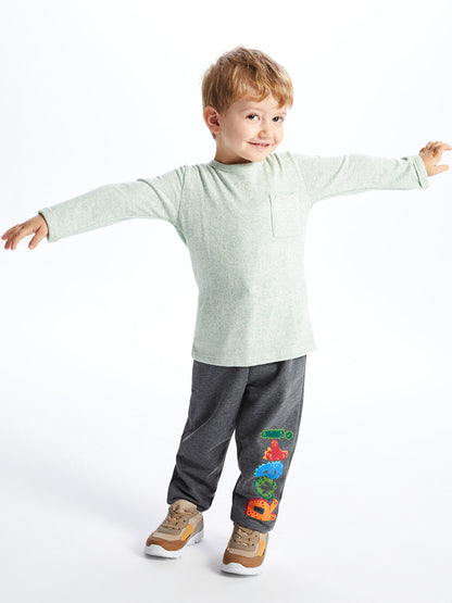 Printed Baby Boy Tracksuit Bottom with Elastic Waist