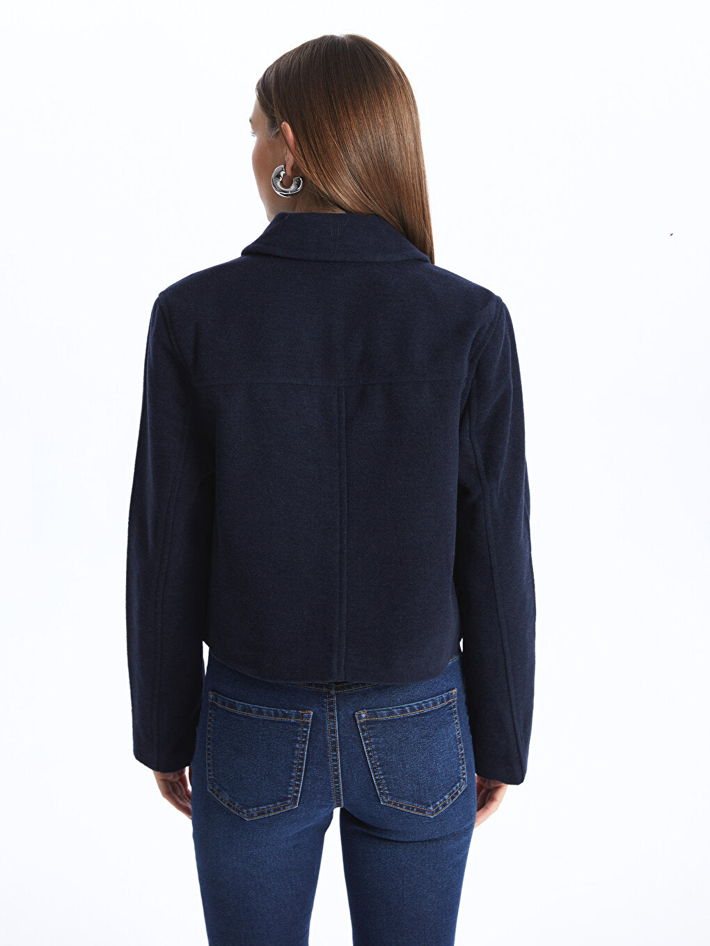 Shirt Collar Plain Long Sleeve Women's Jacket