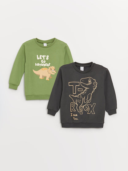 Crew Neck Long Sleeve Printed Baby Boy Sweatshirt 2-pack