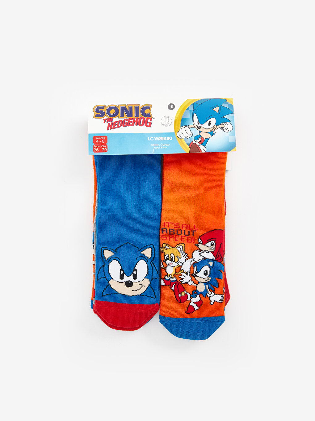 Sonic Patterned Boy Socks 5-pack