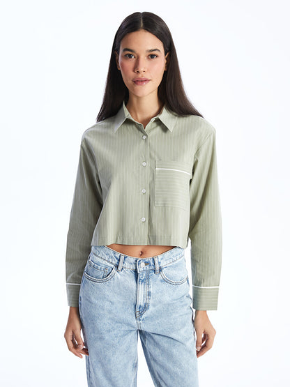 Striped Long Sleeve Crop Women's Shirt