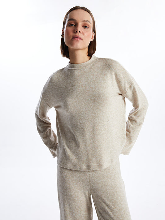 High Collar Plain Long Sleeve Oversize Women's Sweatshirt