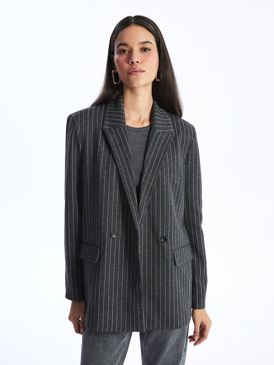 Striped Long Sleeve Women's Blazer Jacket