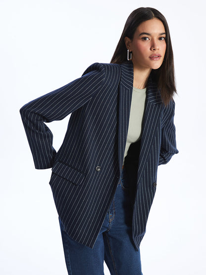 Striped Long Sleeve Women's Blazer Jacket