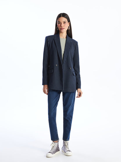 Striped Long Sleeve Women's Blazer Jacket